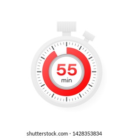 El temporizador de 55 minutos. Icono de cronómetro en estilo plano.