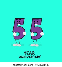 55 NUMBER CUTE YEAR ANNIVERSARY CELEBRATION DESIGN VECTOR TEMPLATE ILLUSTRATION