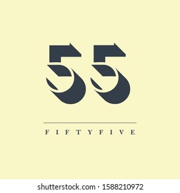55 Number shadow letter design logo vector