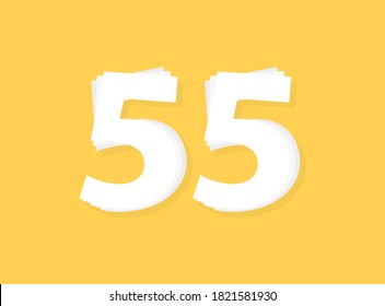 55 Number vector, modern layers design font. Eps10 illustration             