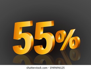 55% off 3d gold, Special Offer 55% off, Sales Up to 55 Percent, big deals, perfect for flyers, banners, advertisements, stickers, offer icons, etc.