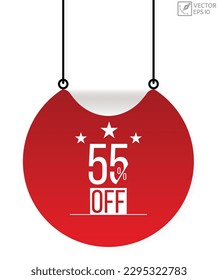 55% de descuento en el diseño de banner. 55% fuera del icono.