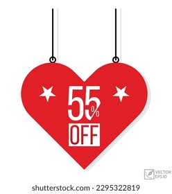 55% off banner design. 55% off icon.