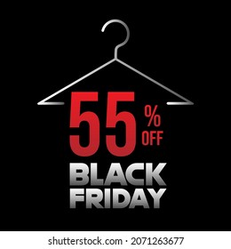 55 de la venta de colgador de ropa de viernes negro, rojo y blanco con fondo negro