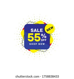 55% OFF Discount Sticker. Sale Tag Isolated Vector Illustration. Discount Offer Price Label, Vector Price Discount Symbol.