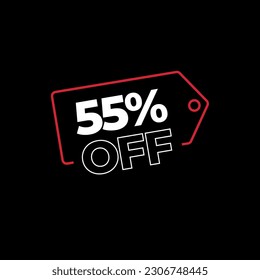55% de descuento del vector de etiqueta de descuento.
Precio de descuento para promociones y ofertas.