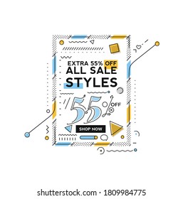 55% OFF Flash Sale Discount Banner Template Promotion Big sale special offer. end of season special offer banner. vector illustration.