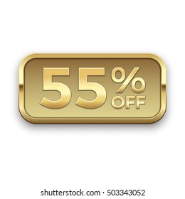 55% off golden badge, vector.