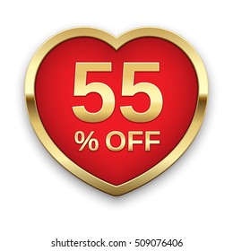 55% off golden badge, vector.
