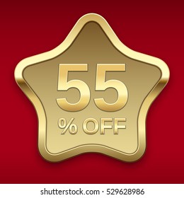 55% off golden badge, vector 