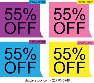 55% off multi color Banners Offering fifty five percent of discount