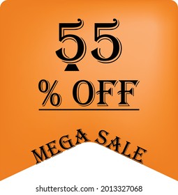 55% de descuento en un globo naranja para mega ofertas. Superventa, texto negro