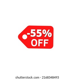 -55% off with red discount label design tag	