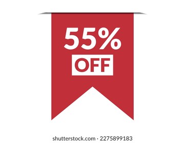 55% de la ilustración de banner vectorial rojo aislado en fondo blanco