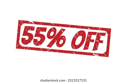 55% Off rubber Red Rubber grunge Stamp vector design.