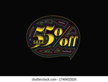 55% OFF Sale Discount Banner. Discount offer price tag.  Vector Modern Sticker Illustration.