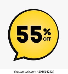 55 off sale yellow and black balloon in a white background