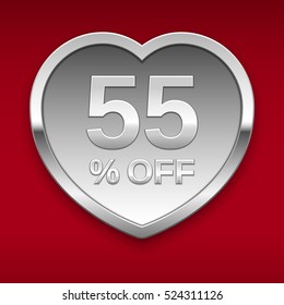 55% off silver badge, vector