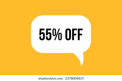 55% de descuento de la burbuja de voz de ilustración vectorial. Burbuja del discurso de la comunicación con un 55% de texto fuera