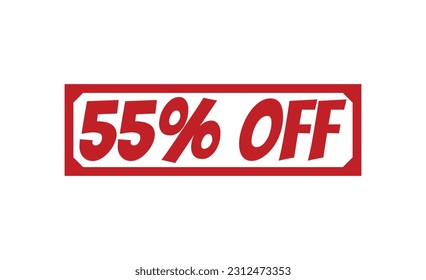 55% Off stamp red rubber stamp on white background. 55% Off stamp sign. 55% Off stamp.