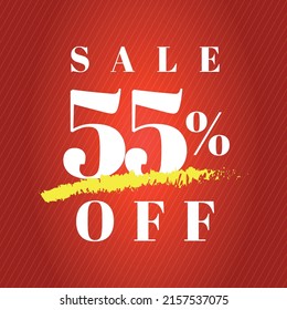 55% off tag fifty five percent discount sale white letter red gradient background