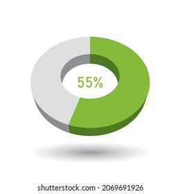 55 percent 3D vector pie chart