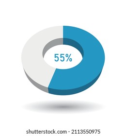 55 percent 3D vector pie chart