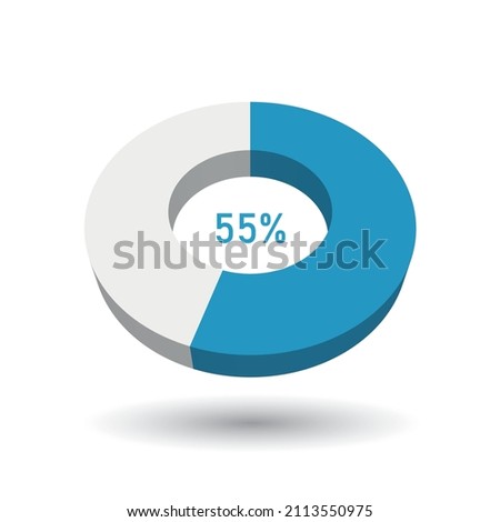 55 percent 3D vector pie chart