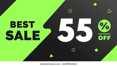55% percent best sale banner black light green neon