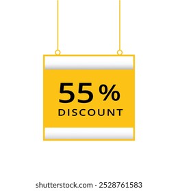 55 percent discount isolated flat design banner. vector template.