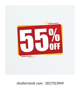 55 percent discount. Label to use on promotions and offers. Vector illustration.