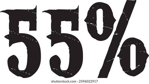 55 Percent Discount Offer Number Typography Style A0448