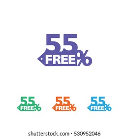 55 percent free sell vector icon, free shopping icon