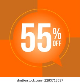 55 percent off Discount for big sales with ballon on  orange background