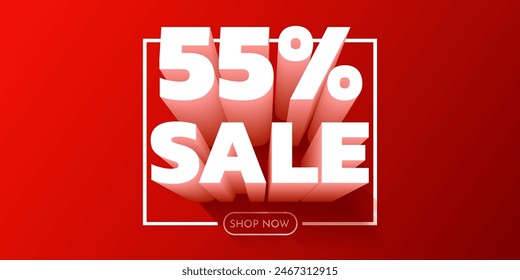 55 percent Off. Discount creative composition. Mega Sale. Vector illustration.