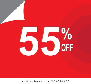 55% de desconto. Desconto para suas vendas. Vermelho e branco. 