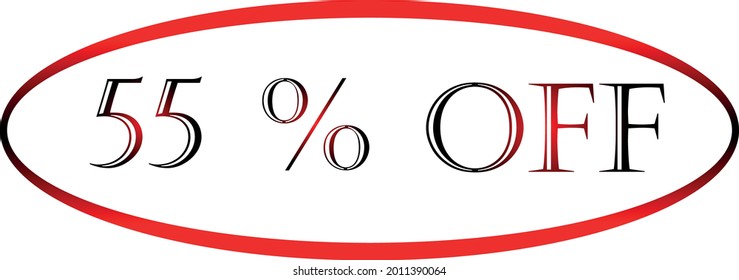 55% del símbolo vector rojo. símbolo de descuento, promoción de descuento, oferta de descuento de venta, publicidad de marketing, súper venta.