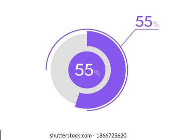 55 percent pie chart. Business pie chart circle graph 55%, Can be used for chart, graph, data visualization, web design