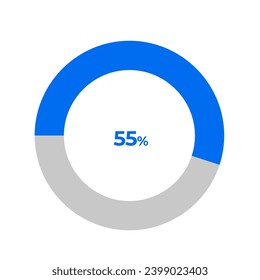 55 percent pie chart outline stroke vector illustration eps 