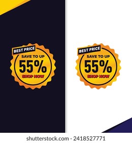 55 percent Sale tags set vector badges template