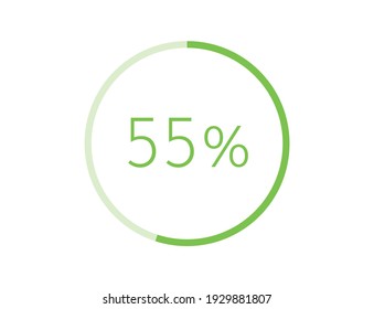 55% percentage infographic circle icons, 55 percents pie chart infographic elements for Illustration, business, web design