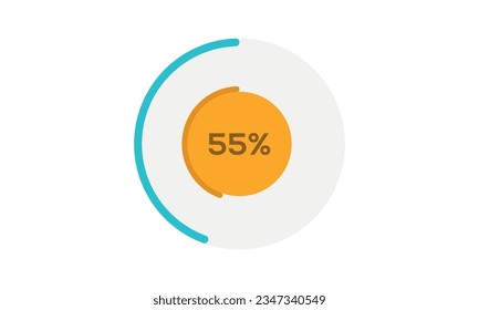 55% pie chart template, pie chart 55% vector, pie chart illustration