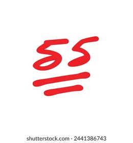 55 points test result vector illustration, bad grade 