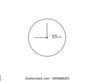 The 55 seconds, Timer 55 sec icon, stopwatch vector icon. Clock and watch, timer, countdown symbol