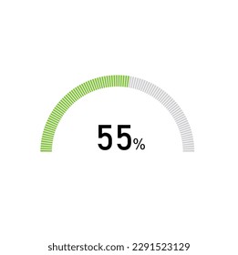 55% semicircle percentage diagrams, 55 Percentage ready to use for web design, infographic or business.