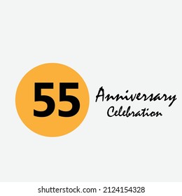 55 Set Year Anniversary Celebration Yellow Color Vector Template Design Illustration