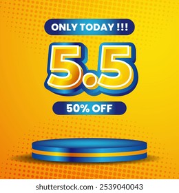 5.5 shopping day sale banner background template design for online shop, voucher, social media post