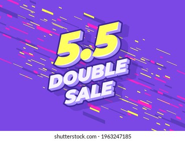 5.5 Shopping day sale poster or flyer design. 5.5 Double sale online banner.