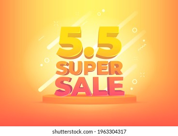 5.5 Shopping day sale poster or flyer design. 5.5 Super sale online banner.