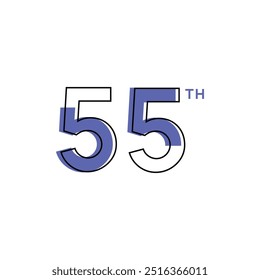 55 Th Anniversary Number Design Flat Style Collection Vector Template Illustration